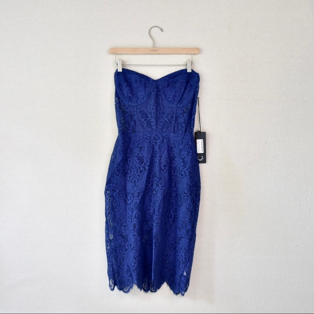 For Love and Lemons Midnight Lace Bustier Dress